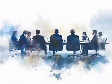 Watercolor Business setting meeting Office Teamwork
