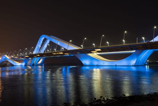 Sheikh Zayed Bridge at night, Abu Dhabi, United Arab Emirates