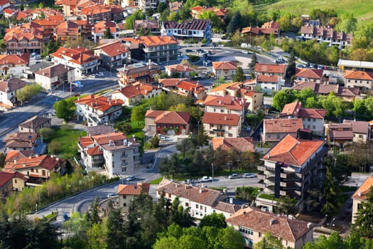Modern San Marino Suburban districts view from above. Horizontal shot