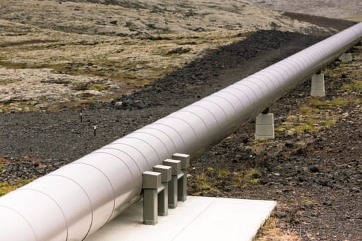 Industrial Pipe at a Geothermal Power Station in Iceland. Horizontal shot