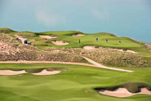 golf resort with the scenery of the sea. summer vacation