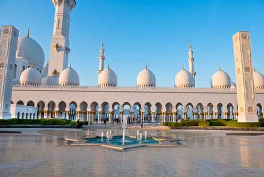 View of famous Sheikh Zayed White Mosque in Abu Dhabi, UAE
