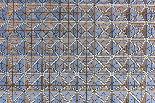 Modern building roof geometric design background. Horizontal shot