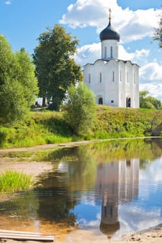 Church of the intercession on the Nerl river in Russia the village Bogolyubovo