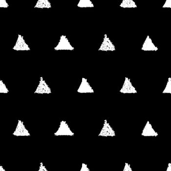 Seamless pattern with triangles. Hand painted pastel crayon. Grunge background. Design element for wallpapers, invitations, birthday card, scrapbooking, fabric print etc. Vector illustration.