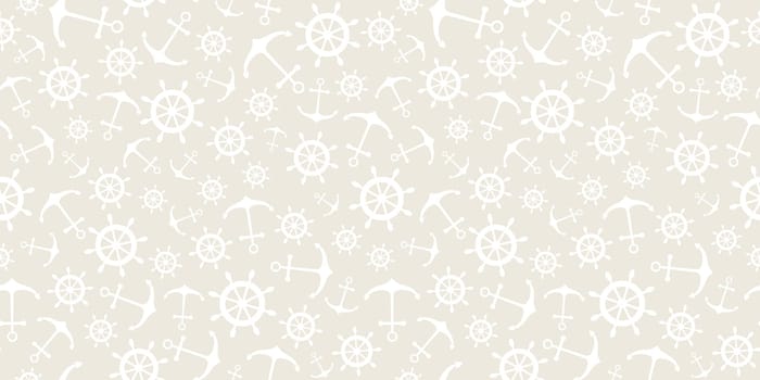 Nautical seamless pattern with ship wheels and anchors. Vector illustration