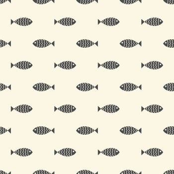 Nautical seamless pattern with swimming cartoon fish. Vector illustration