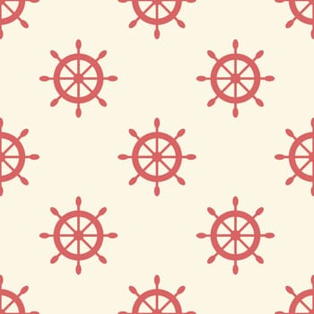 Nautical seamless pattern with ship wheels. Vector illustration