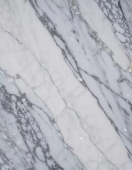A detailed look at a polished marble surface reveals stunning veining and a smooth, reflective finish. The light enhances the beauty of the stone. Generative AI.