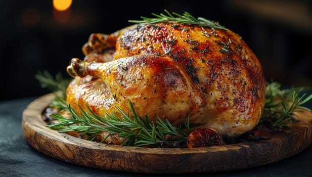 Roasted Turkey with Rosemary, Festive Holiday Dinner
