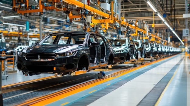 Car Manufacturing Plant, Modern Auto Assembly Line in Operation