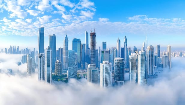 Dubai Skyline Above the Clouds, Modern Metropolis Concept