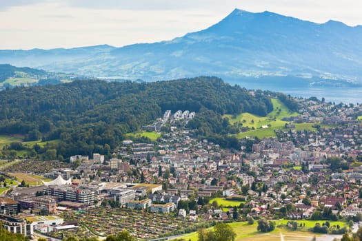 View from the mountains to the city of Lucerne, Switzerland