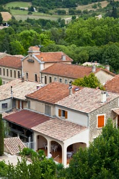 Montbrun les Bains village view in Provence, France. Summer landscape