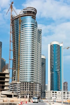 Abu Dhabi new district with skyscrapers construction. United Arab Emirates