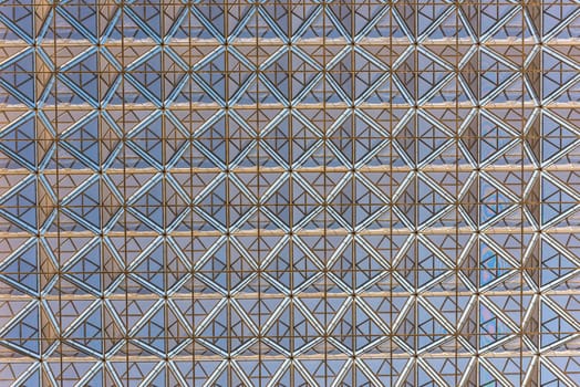 Modern building roof geometric design background. Horizontal shot