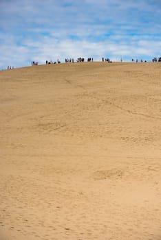 People visiting the famous highest sand dune in Europe Dune of Pyla