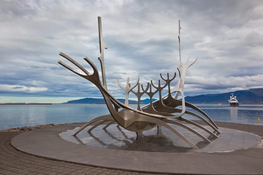 ICELAND, REYKJAVIK - AUGUST 21: Solfar monument view in Reykjavik, Iceland on August 21, 2012