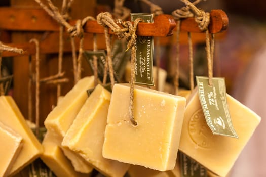 FRANCE, VAISON LA ROMAINE - AUGUST 06: Handmade soap in a beauty shop in Provence France on August 06, 2014