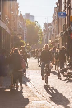 NETHERLANDS, UTRECHT - OCTOBER 01: people on the street of Utrecht on October 1, 2015