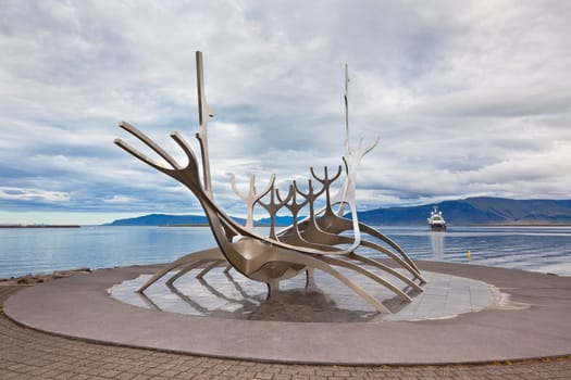 ICELAND, REYKJAVIK - AUGUST 21: Solfar monument view in Reykjavik, Iceland on August 21, 2012