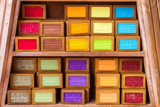 FRANCE, VAISON LA ROMAINE - AUGUST 06: Handmade soap in a beauty shop in Provence France on August 06, 2014