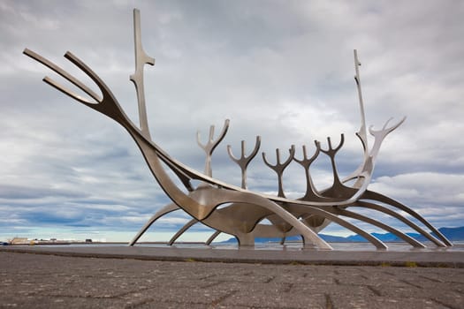 ICELAND, REYKJAVIK - AUGUST 21: Solfar monument view in Reykjavik, Iceland on August 21, 2012