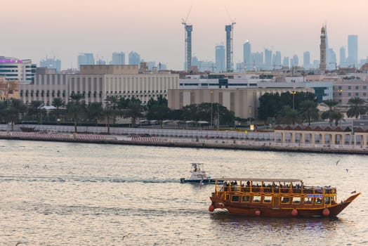 UAE, DUBAI - DECEMBER 27: traditional arabic boat at Dubai Creek on December 27, 2014