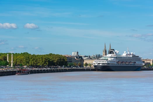 FRANCE, BORDEAUX - SEPTEMBER 20: Famous dutch cruise ship Prinsendam in Bordeaux, France on September 20, 2015