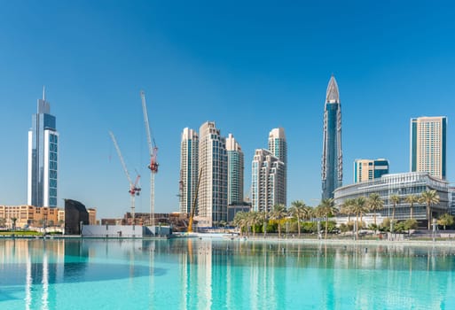 UAE, DUBAI - JANUARY 02: View on Dubai downtown at the Dubai Mall on January 02, 2015