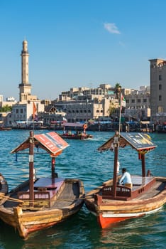 UAE, DUBAI - DECEMBER 27: traditional arabic boats at Dubai creek on December 27, 2014