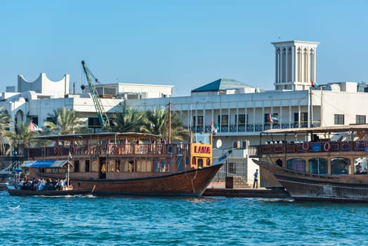 UAE, DUBAI - DECEMBER 27: traditional arabic boat at Dubai Creek on December 27, 2014