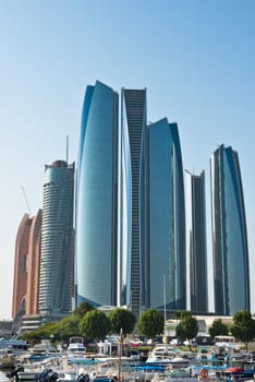UAE, ABU DHABI - DECEMBER 22: View of Al Bateen Wharf and the Etihad towers in Abu Dhabi, United Arab Emirates on December 22, 2014