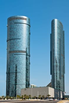 ABU DHABI, UAE - DECEMBER 24: Abu Dhabi streets with skyscrapers on December 24, 2014. United Arab Emirates