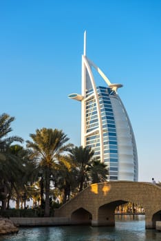 UAE, DUBAI - DECEMBER 28: Hotel Burj Al Arab building from Madinat Jumeirah, Dubai, United Arab Emirates on December 28, 2014