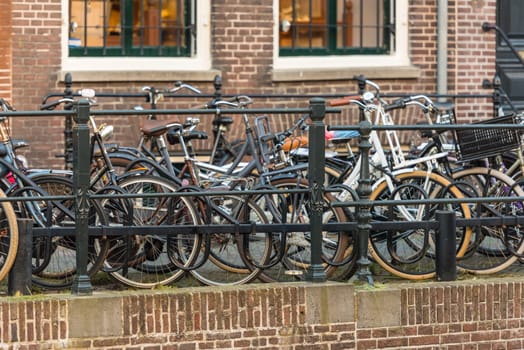 NETHERLANDS, UTRECHT - OCTOBER 01: The big number of City Bicycles on the street on October 1, 2015