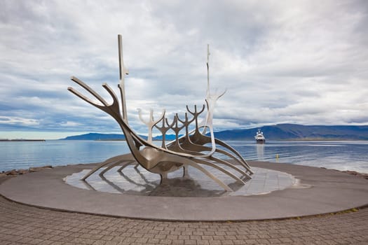 ICELAND, REYKJAVIK - AUGUST 21: Solfar monument view in Reykjavik, Iceland on August 21, 2012