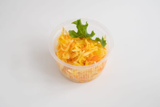 Plastic container with different with cabbage.