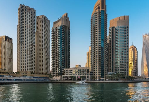UAE, DUBAI - DECEMBER 31: view of Dubai Marina, United Arab Emirates - the largest man-made marina in the world on December 31, 2014