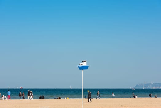 FRANCE, DEAUVILLE - SEPTEMBER 27: Deauville beach in autumn on September 27, 2015