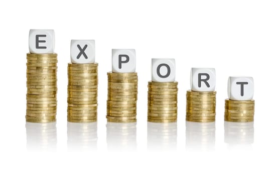 Descending coin stacks with letter dice - Export