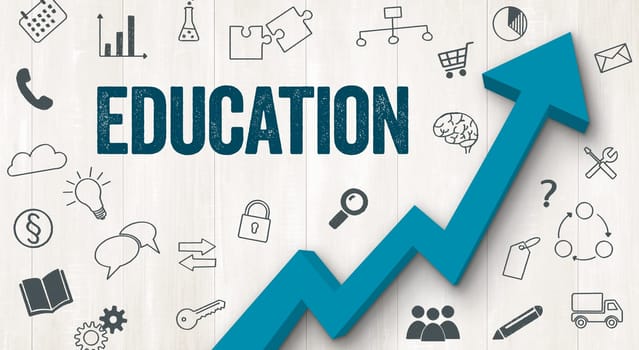 Ascending arrow with icons - Education