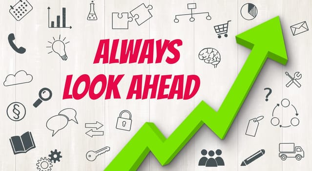 Ascending arrow with icons - Always look ahead