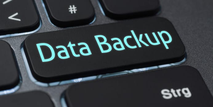 Illuminated keyboard with a labeled key - Data backup