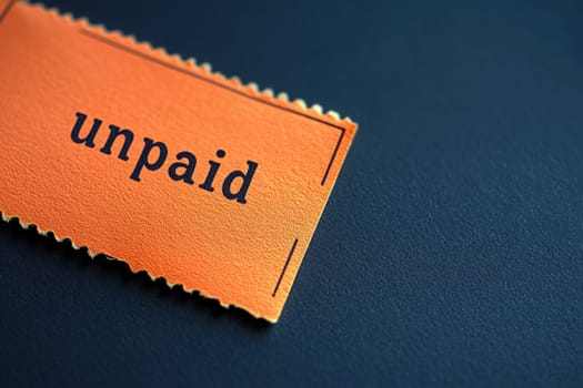 A striking orange stamp marked unpaid contrasts sharply against a dark background. The minimalist aesthetic emphasizes simplicity and clarity, perfect for design lovers.