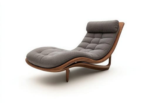 A stylish outdoor lounge chair is positioned centrally, inviting relaxation. Its unique shape and materials enhance comfort for enjoying sunny days or evening breezes outside.