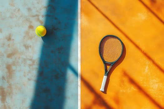 A strategy board for padel is displayed on a clean and colorful surface, featuring a yellow ball and a racket. The setup emphasizes the games strategic elements in a vibrant setting.