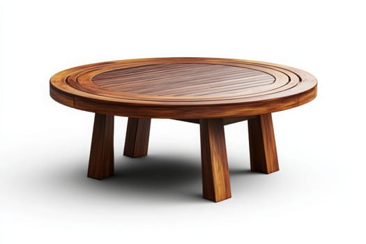 This round wooden patio table features a smooth finish and sturdy legs, making it ideal for outdoor gardens or terraces. Perfect for gatherings or relaxation, it emanates a warm, inviting ambiance.