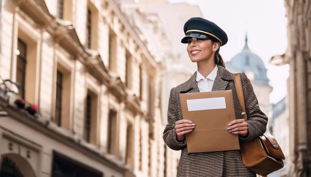 gorgeous young female postwoman, AI generated image