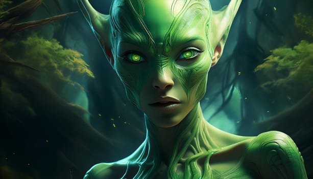green alien woman, AI generated image